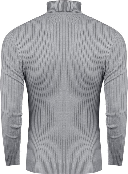 Mens Slim Fit Turtleneck Sweater Cable Knit Thermal Pullover Sweater